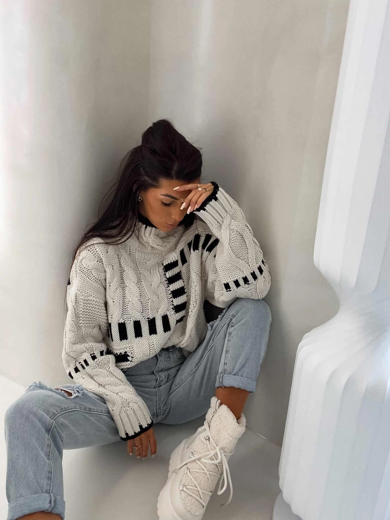 Sweter golf TRAIN – ecru