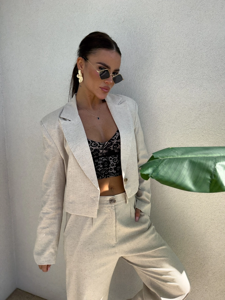 Marynarka SLIM natural - szaro-beż