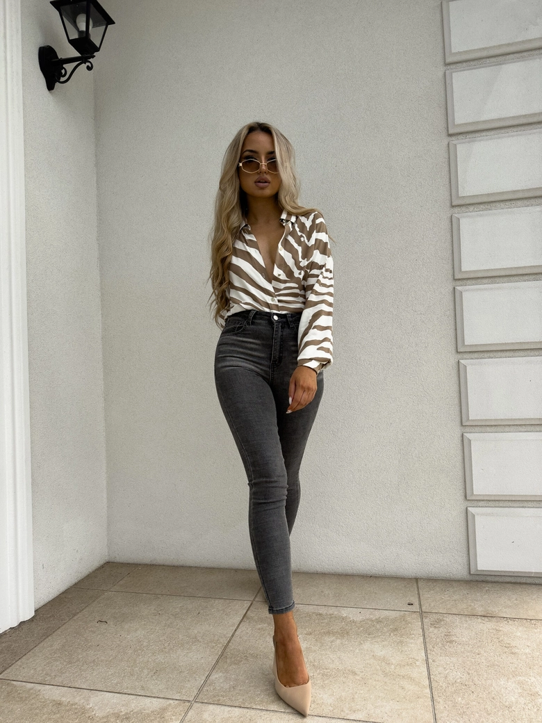 Koszula OVER AUTUMN print zebra - beżowo-ecru O16711