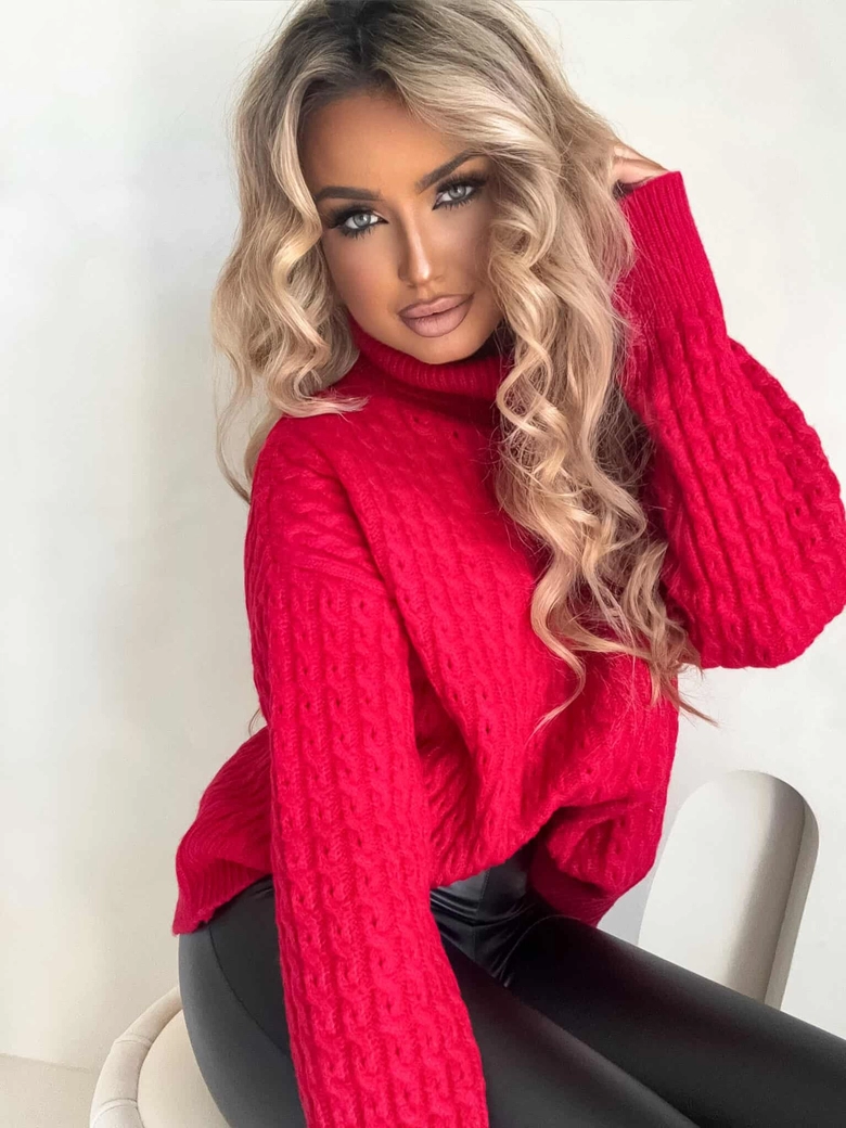 Sweter golf INKO - czerwony