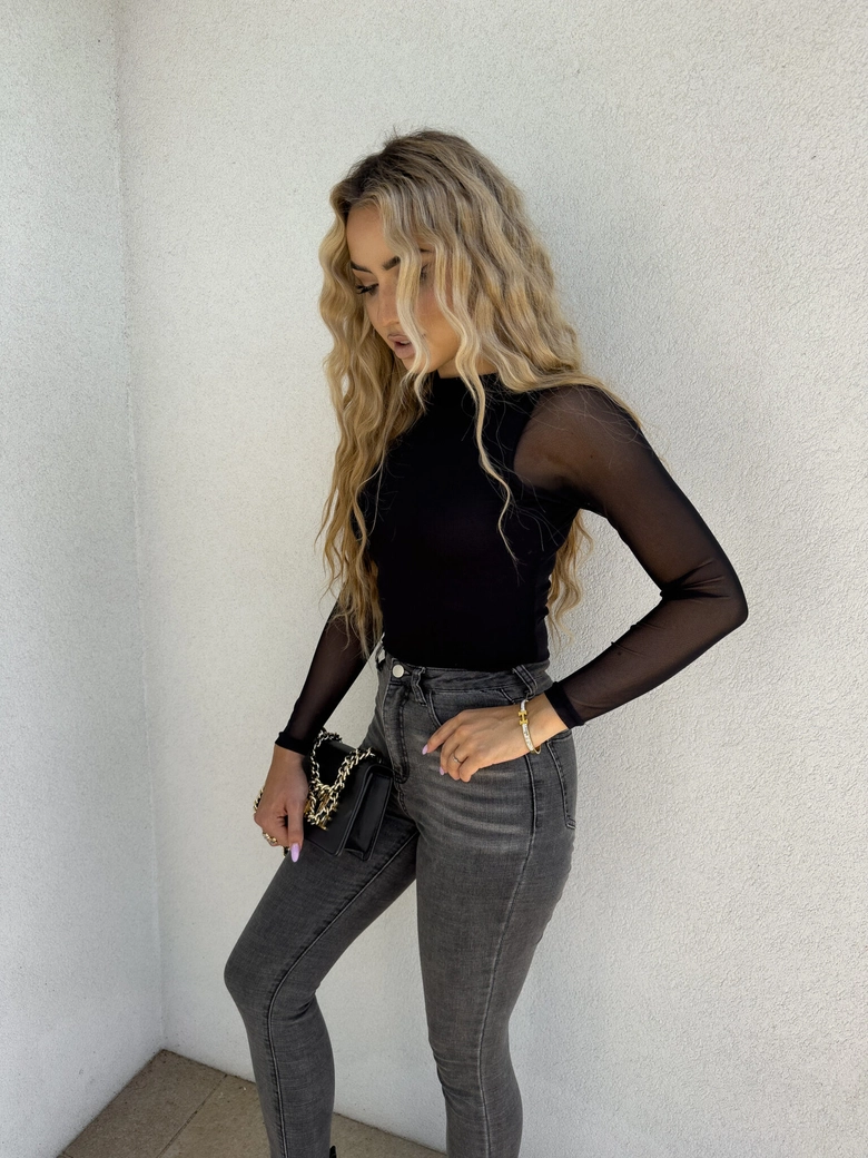 Bluzka SKIN IV transparent gładka - czarna C17154