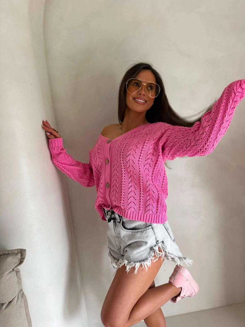 Sweter WOOD – ciemny róż