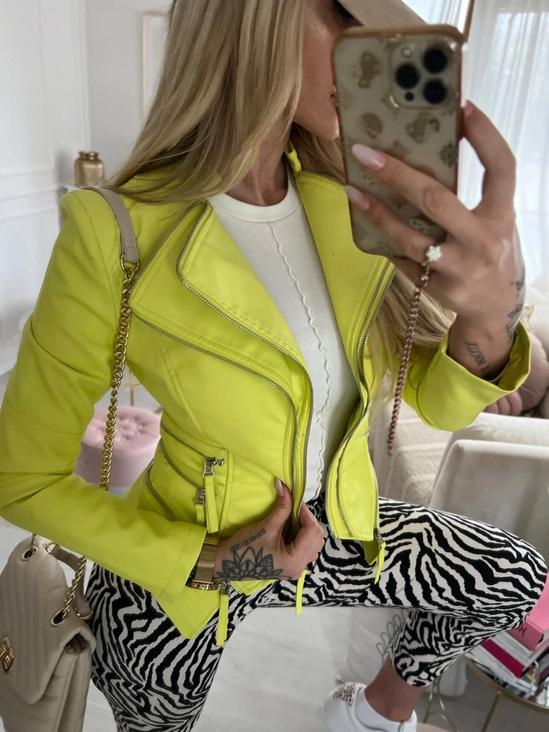 Ramoneska limonkowa z klapami P175