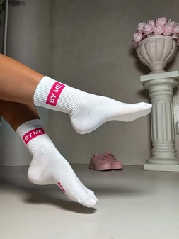 Skarpetki GUESSY – biało-różowe