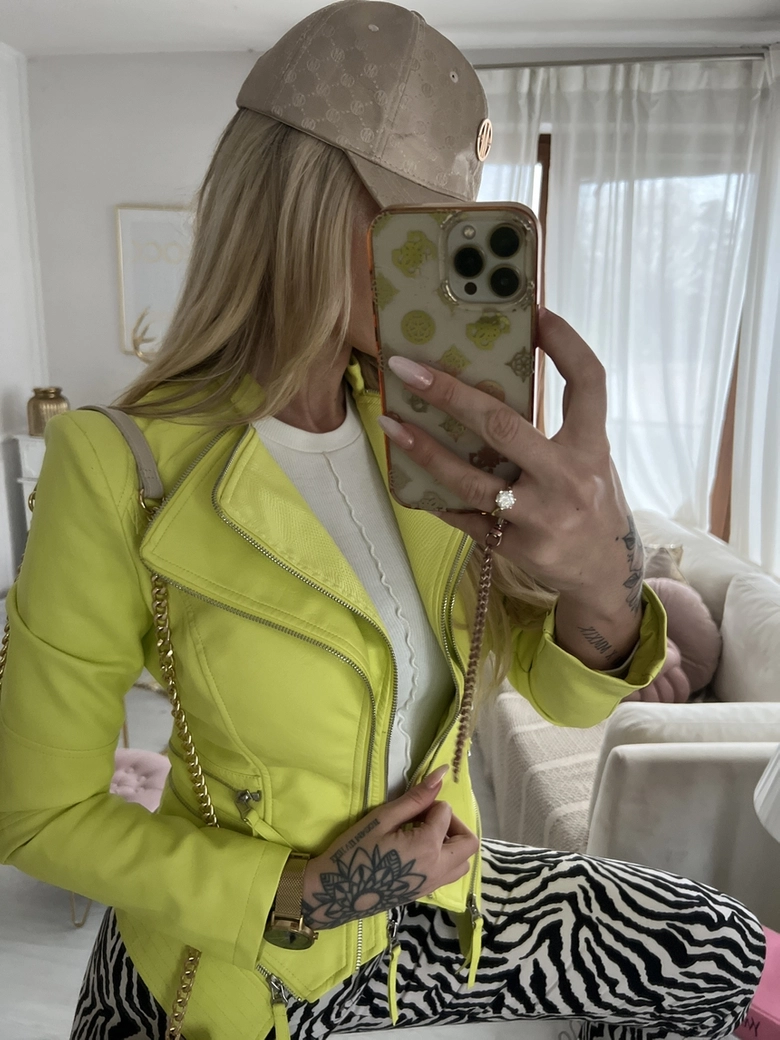 Ramoneska limonkowa z klapami P175