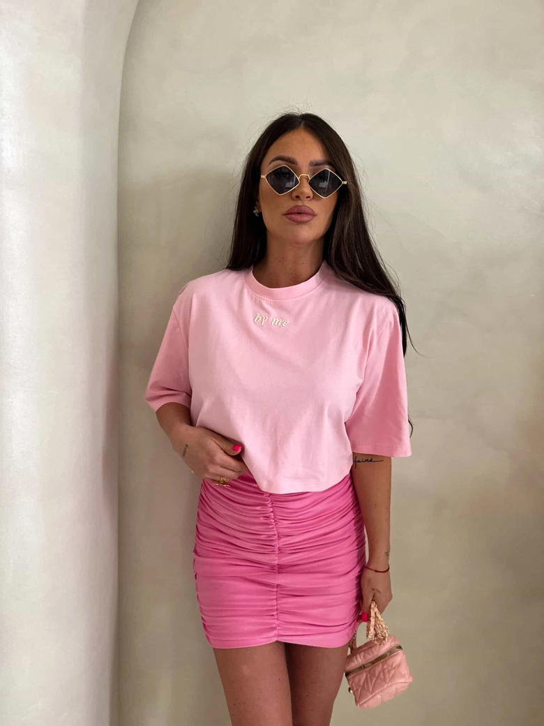 T-shirt pudełkowy ALLO - różowy