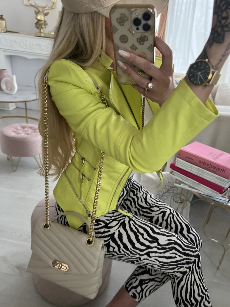 Ramoneska limonkowa z klapami P175