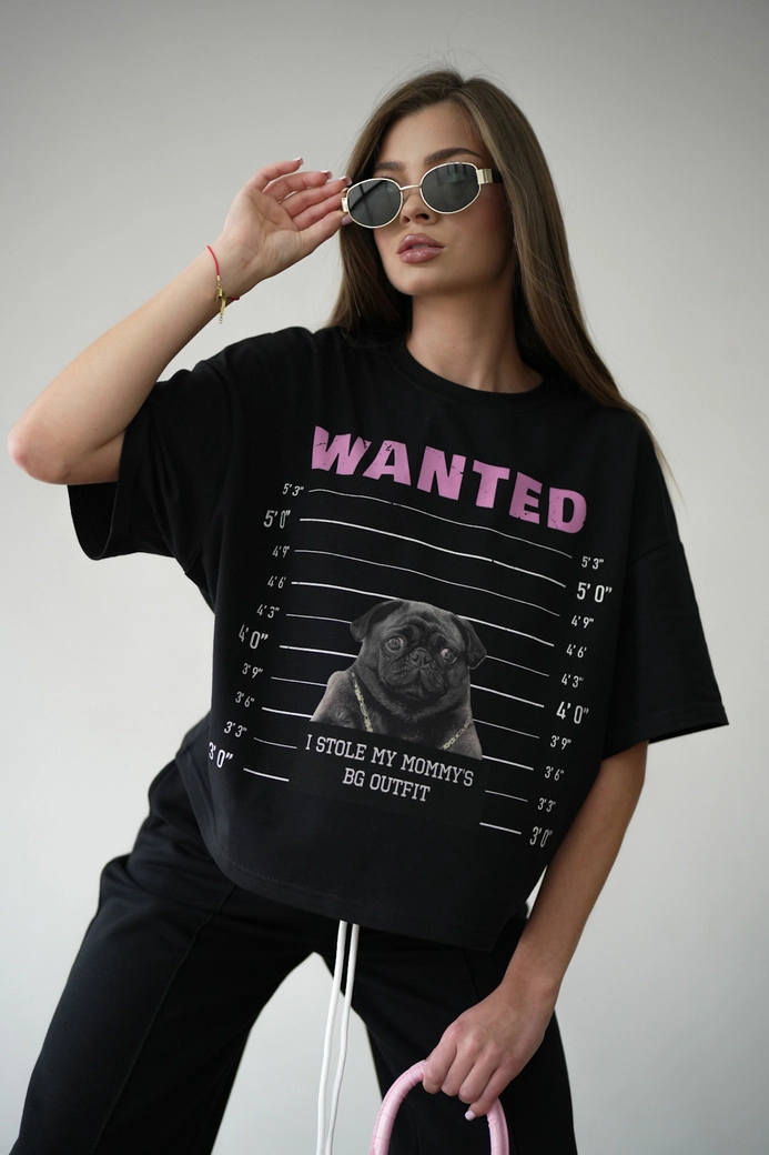 T-Shirt damski BG Pug | czarny C17925