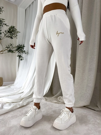 Spodnie dresowe LOGO - ecru