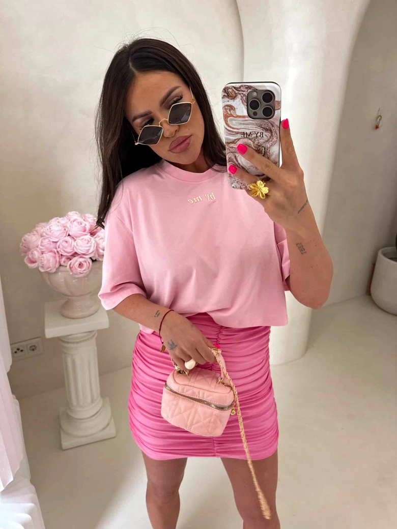 T-shirt pudełkowy ALLO - różowy