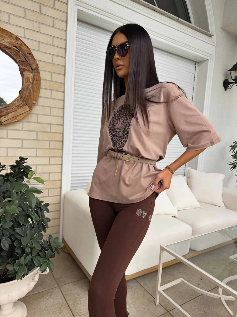 T-SHIRT MEDIUM TIGER - mokka