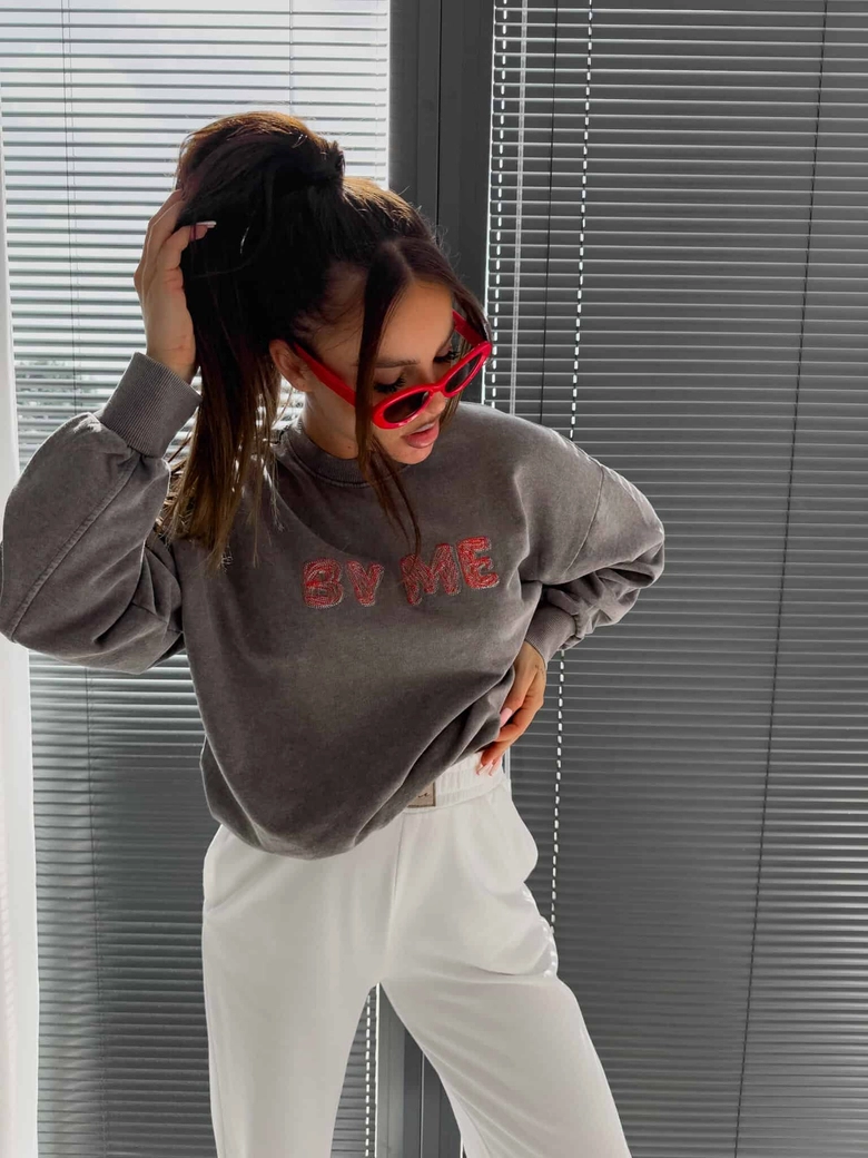 Dekatyzowana bluza POWER - szara