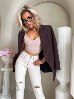 Marynarka LONG – czekoladowa