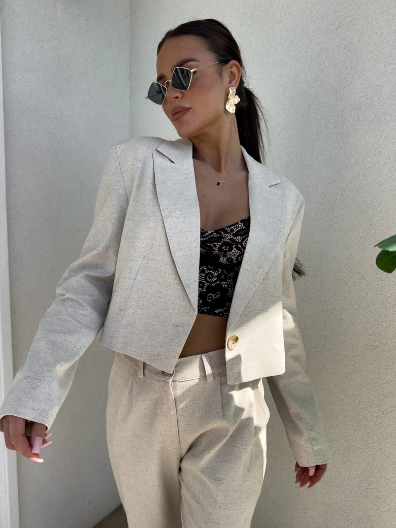 Marynarka SLIM natural - szaro-beż