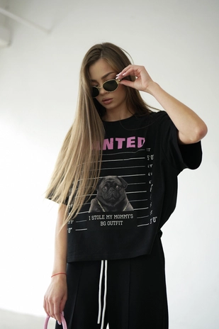 T-Shirt damski BG Pug | czarny C17925