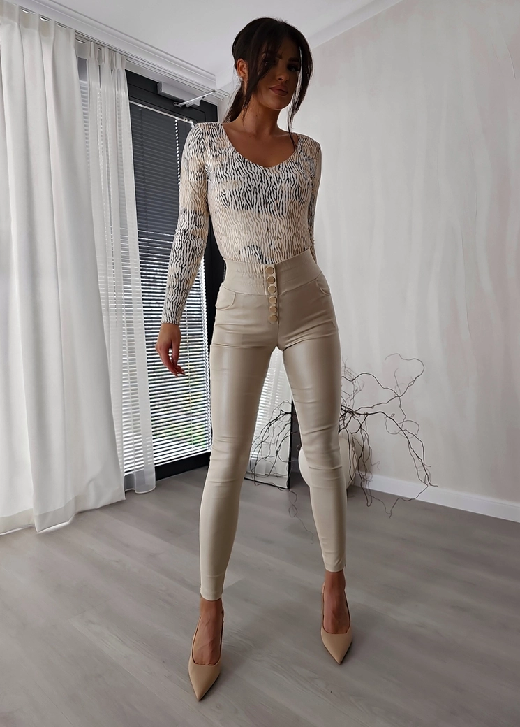 Spodnie woskowane LOPEZ - ivory T17740