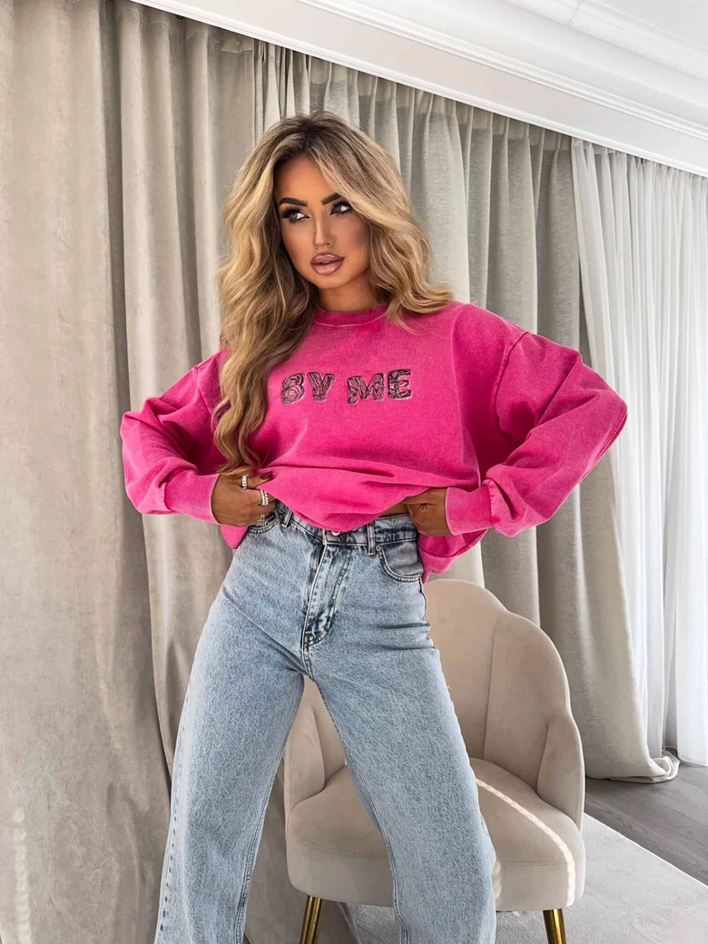 Dekatyzowana bluza POWER - różowa