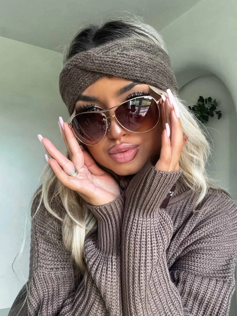 Sweter golf LAVER - mleczna czekolada