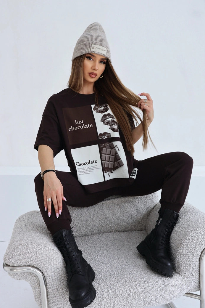 T-Shirt damski BG Choco | gorzka czekolada