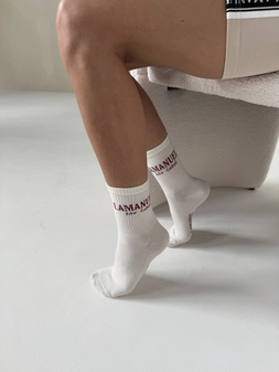 Skarpety LABEL ecru/bordo