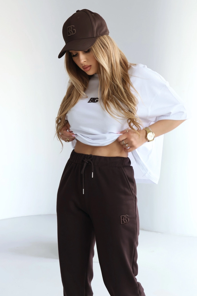 T-Shirt damski BG Ocean | biały-gorzka czekolada