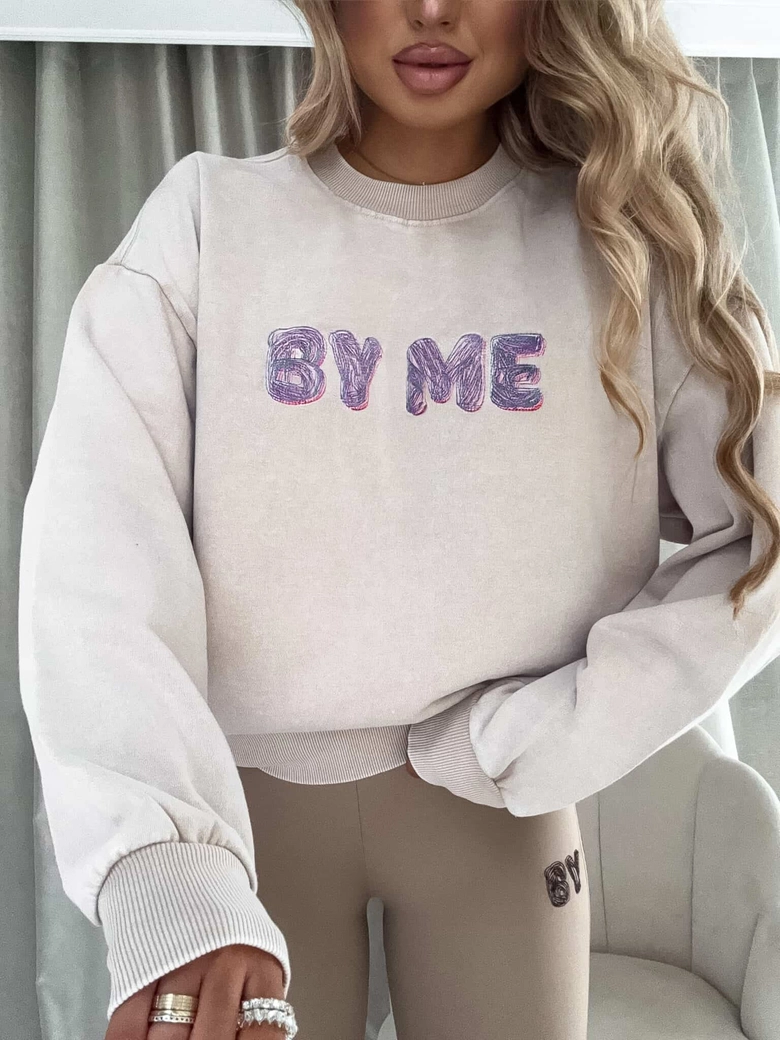 Dekatyzowana bluza POWER - jasny beż