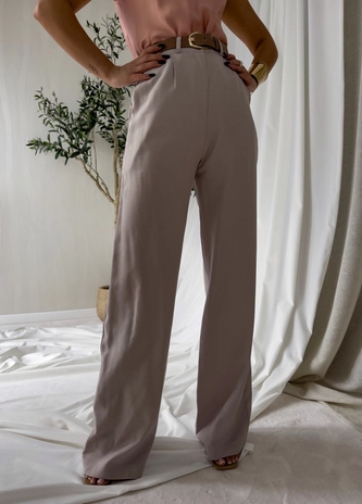 Spodnie SIMPLE wiskoza - szaro-beż