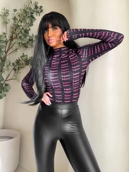 Bluzka SKIN MIU – czarno-fuksja