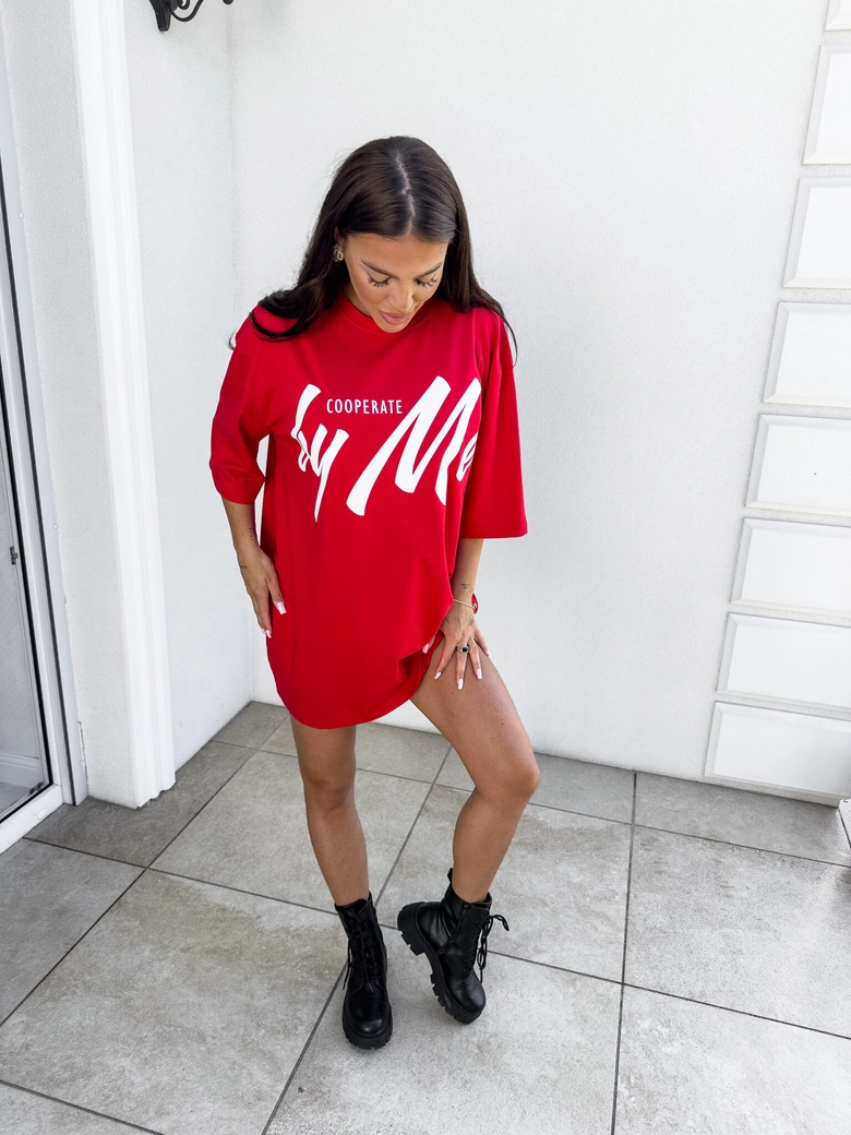 Tuniko sukienka t-shirt COLA - czerwona