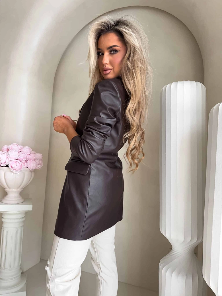 Marynarka LONG woskowana – czekoladowa