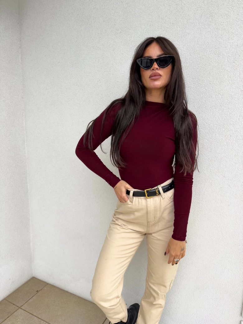 Bluzka SKIN gładka – bordowa C17770