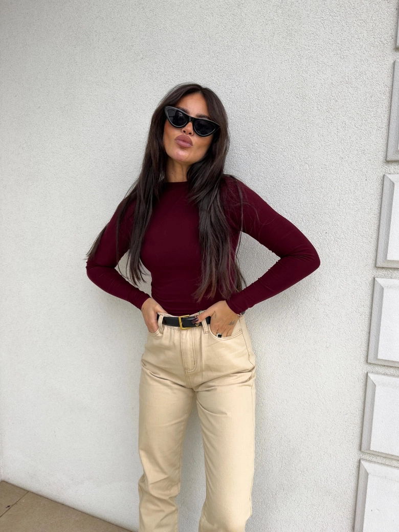 Bluzka SKIN gładka – bordowa C17770