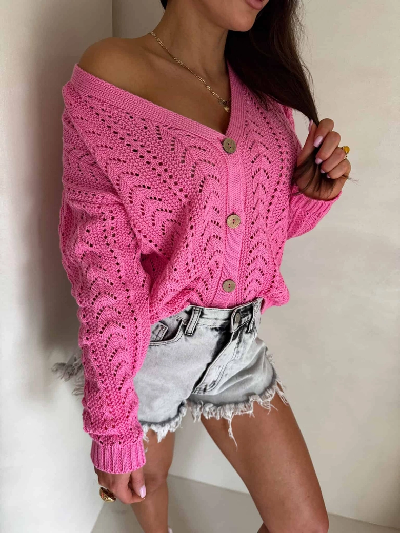 Sweter WOOD – ciemny róż