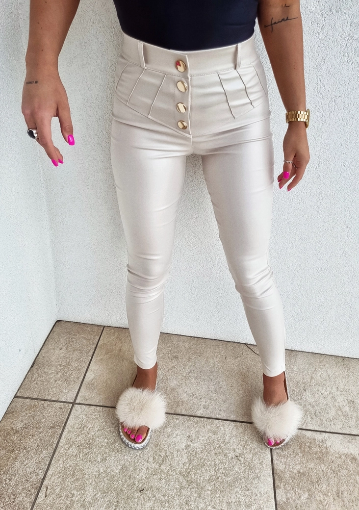 Spodnie woskowane KARL - ivory T17739