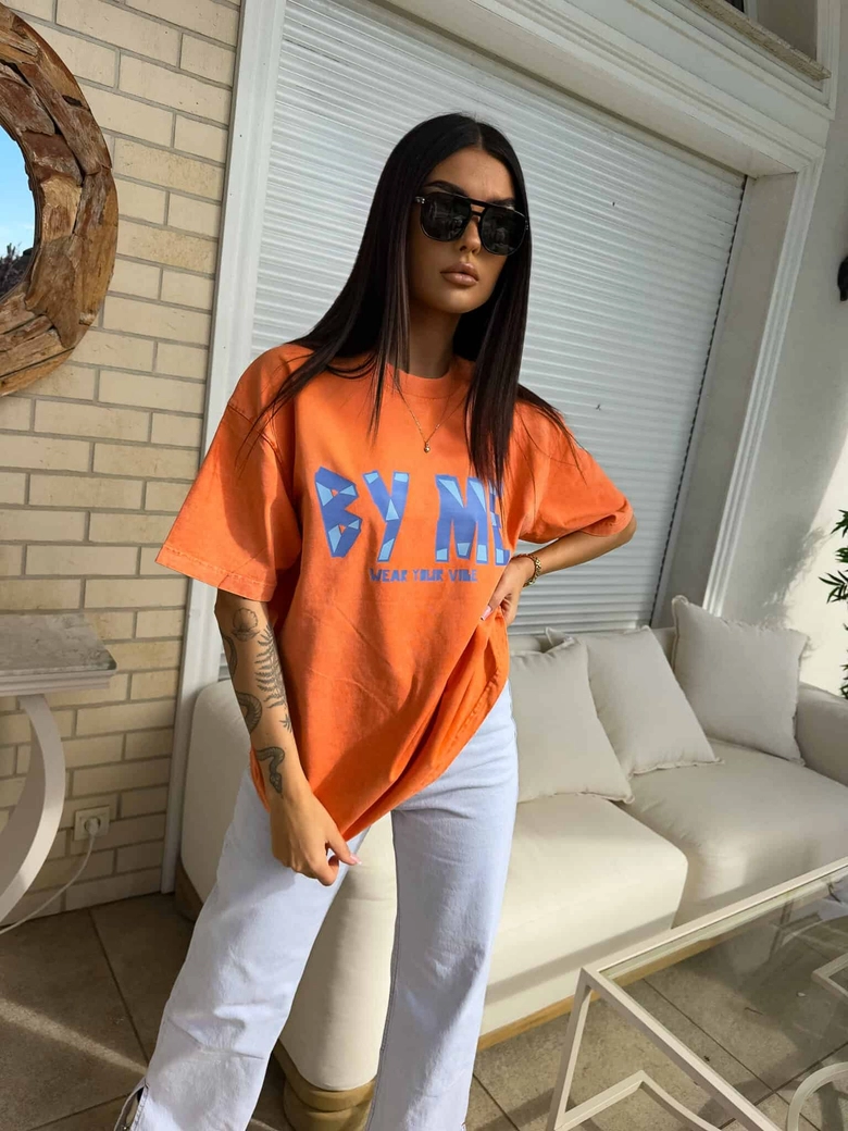 Dekatyzowany t-shirt BALEN - pomarańczowy