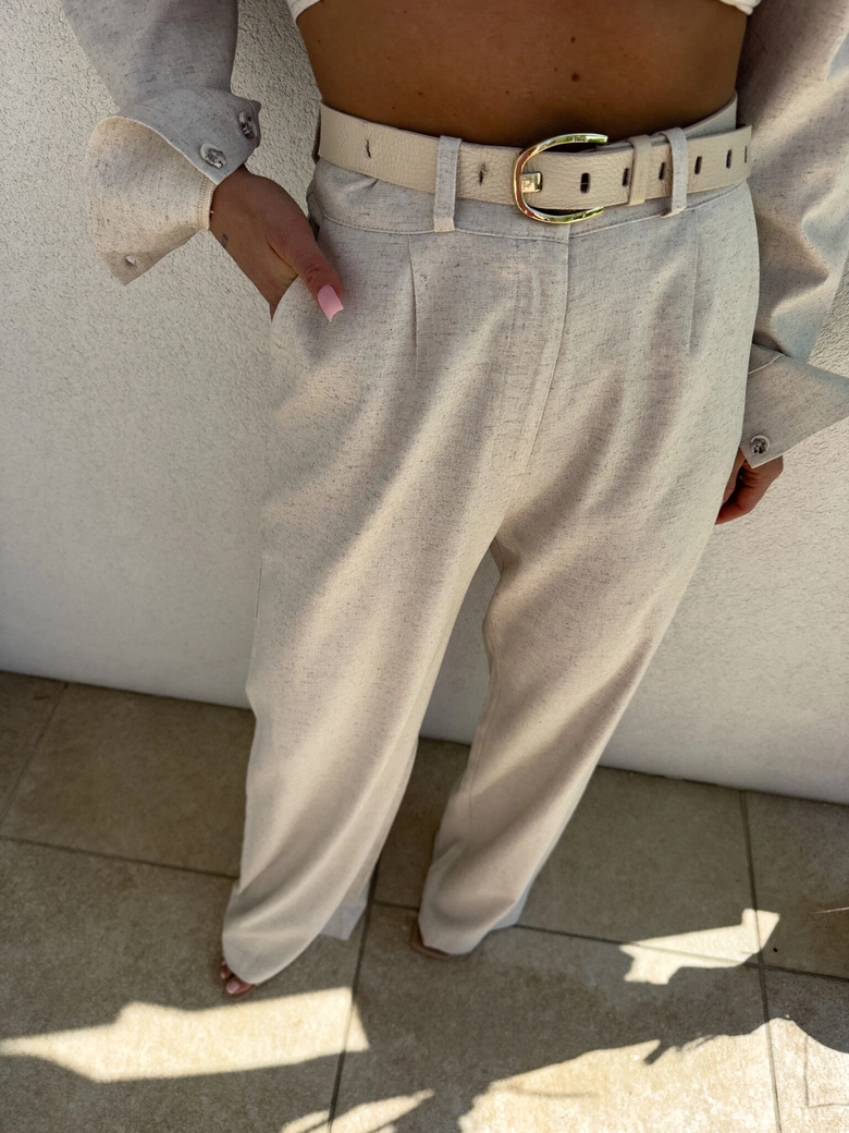 Spodnie SIMPLE natural - szaro-beż