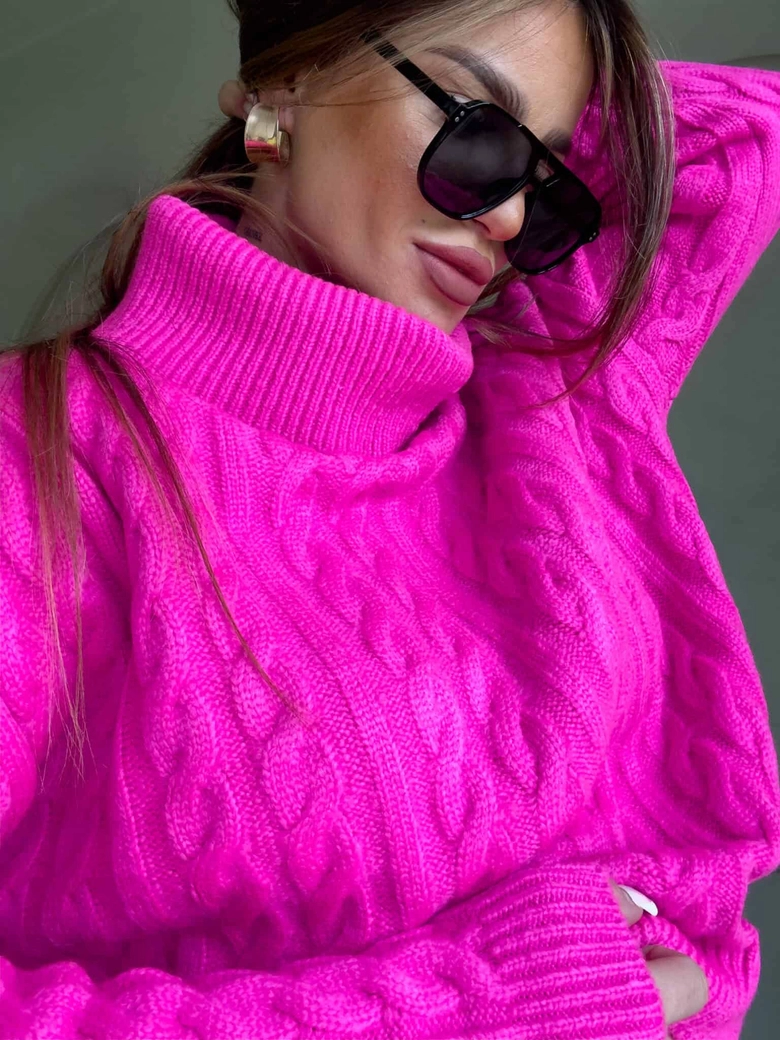 Sweter golf INKO - mocny róż