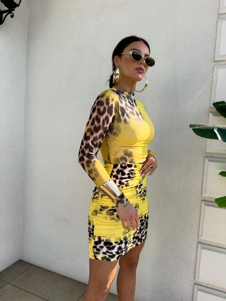 Spódnica MARSZCZONA print gepard – żółta