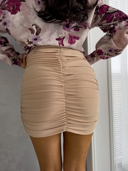 Spódnica MARSZCZONA – ciepły beż F19390
