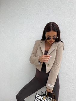 Marynarka dresowa SLIM - ciemny beż