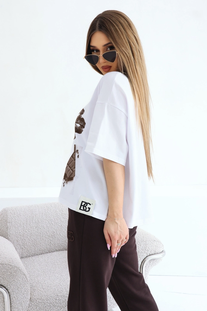 T-Shirt damski BG Choco | biały