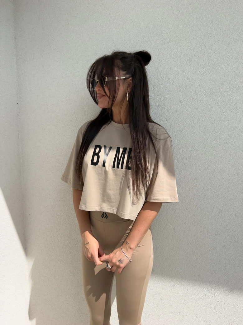 T-shirt pudełkowy KANSAS - beżowy