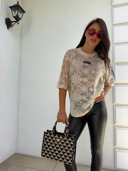 Bluzka T-shirt MARMARIS II koronka sun - jasny beż