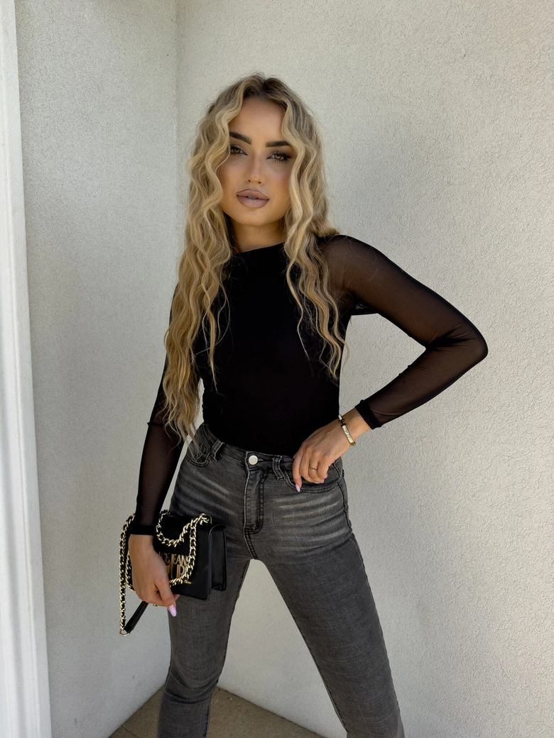 Bluzka SKIN IV transparent gładka - czarna C17154