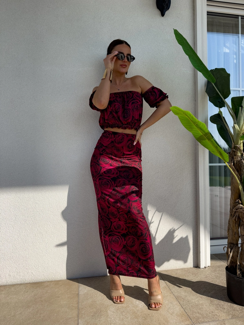 Komplet CATALINA print roses – wino