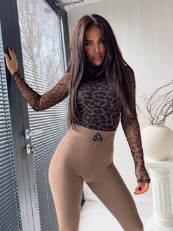 Legginsy FIT logo - brązowe G18993