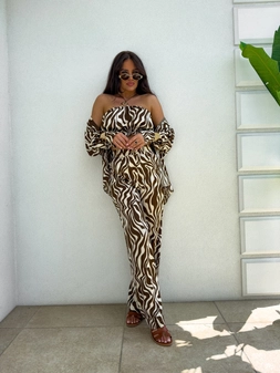 Komplet LAURENT zebra – czekoladowa