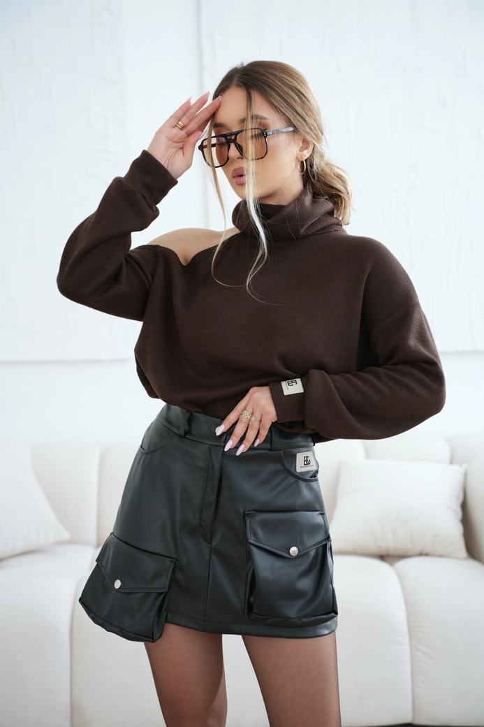 Sweter damski BG Gigi | gorzka czekolada