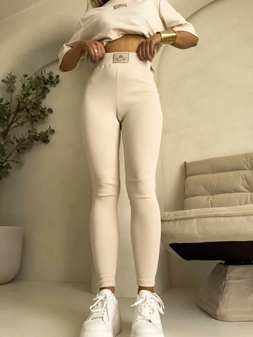 Legginsy COTTON - waniliowe