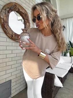 T-shirt PALMS – ciemny beż